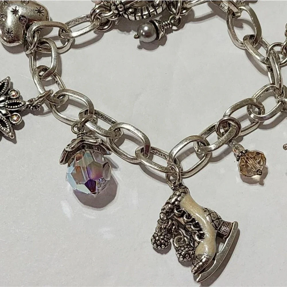 BRIGHTON Winter Wonderland Holiday Charm Bracelet Silver Christmas Snowflake‎
